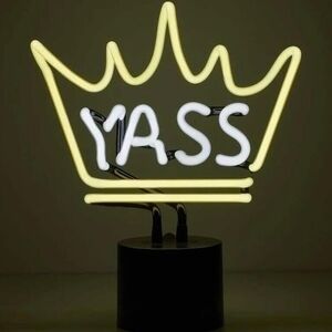 Neon Crown 'YASS' Sign Amped & Co YASS Queen Neon Light Novelty NIB